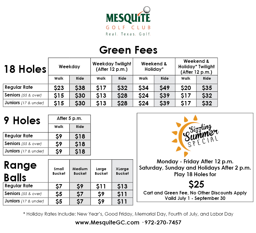 Mesquite Golf Course Prices